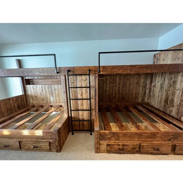 Rustic platform bunk bed installation
